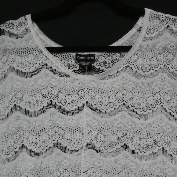 COTTON EXPRESS | large | White Lace Short Sleeve Shirt - Picture 4 of 14